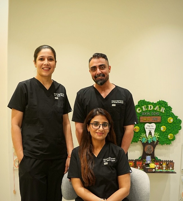 CÉDAR DENTISTRY founding clinicians: Dr. Jyoti Rana, Dr. Suchit Khetarpal, Dr. Gauri Kalra