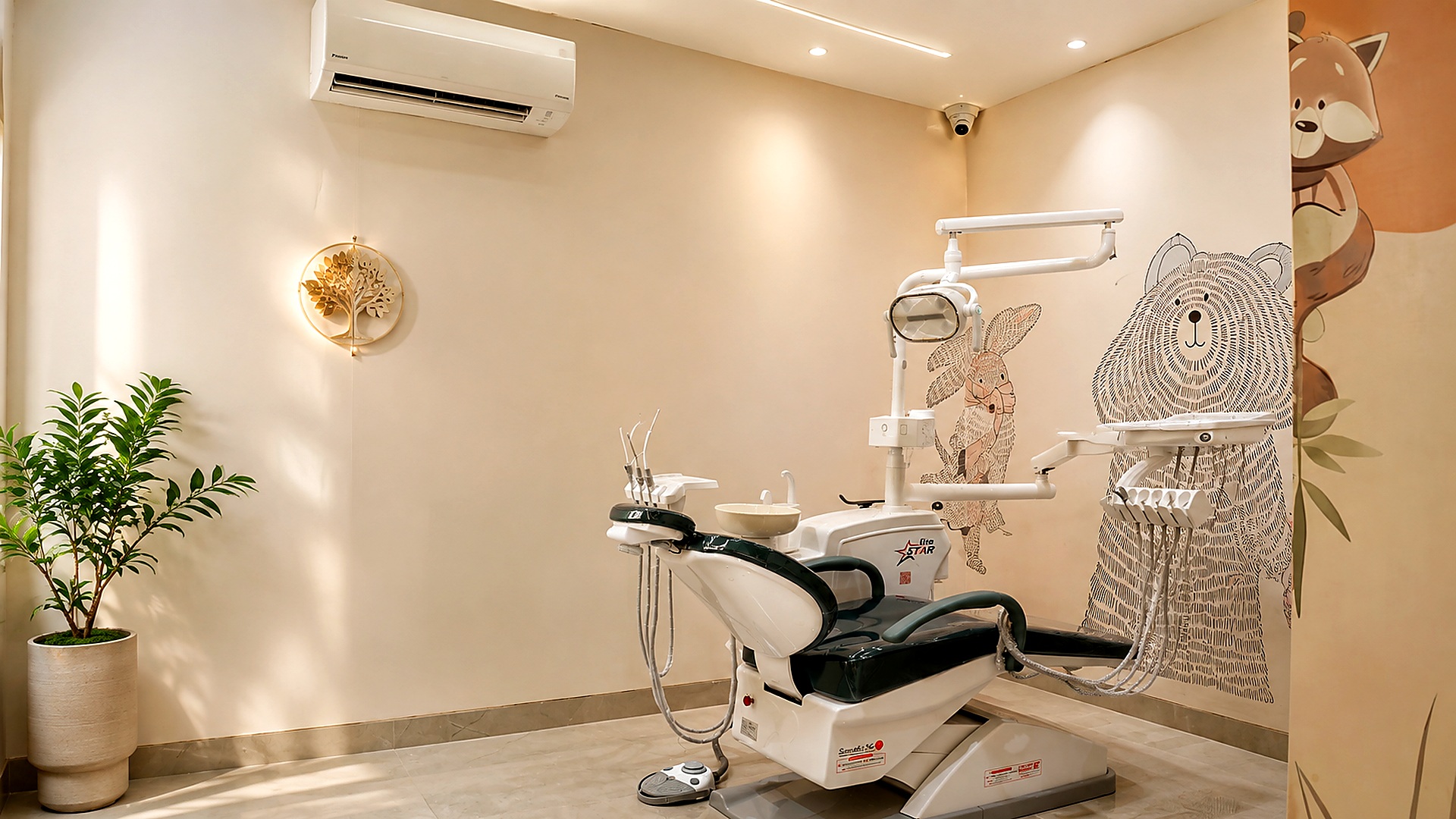 Cédar Dentistry's paediatric chamber with the Cédar Smile Tree mural